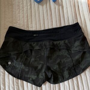 lululemonCamouflage + Black Athletic Running Shorts with 3 Pockets